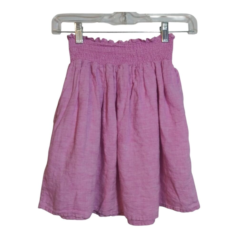Cynthia Rowley 100% Linen Short Pull On Skirt Pockets Size XS